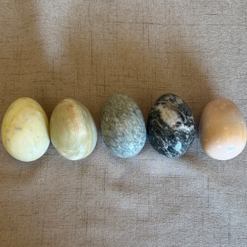 Set of Five Decorative Stone Eggs